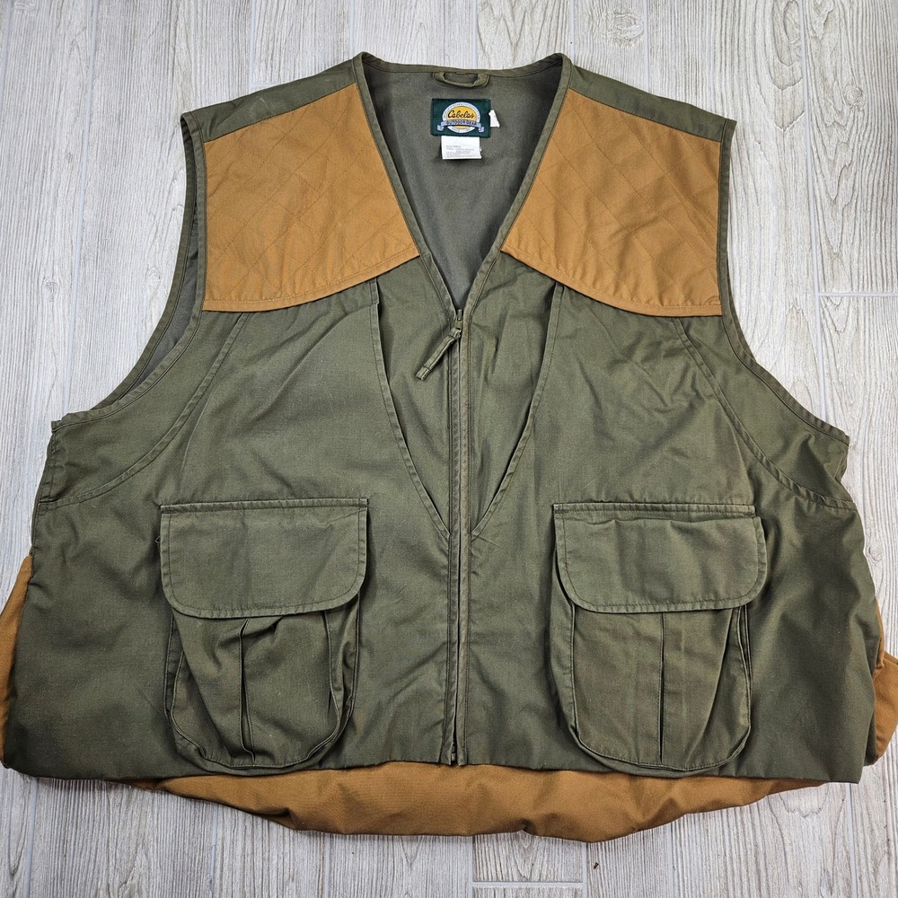 Cabelas Outdoor Gear Hunting Vest Mens 3XL Green Tan Canvas Game Bag 9400114